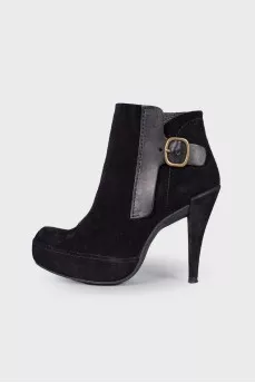 Buckle suede ankle boots