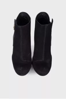 Buckle suede ankle boots