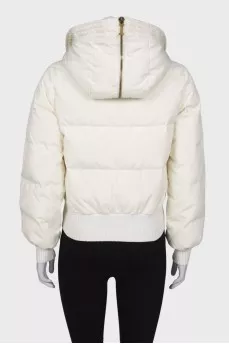 White jacket with fur hood