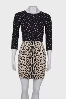 Black and white mixed print dress