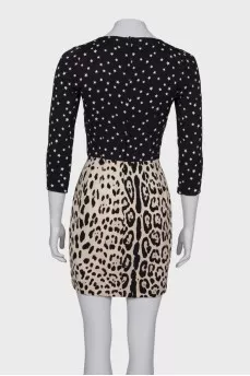 Black and white mixed print dress