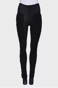 Tights with knitted inserts, with a tag