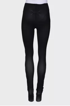 Tights with knitted inserts, with a tag