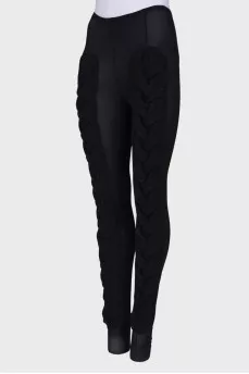 Tights with knitted inserts, with a tag