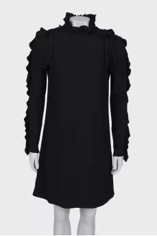 Black dress with ruffled sleeves