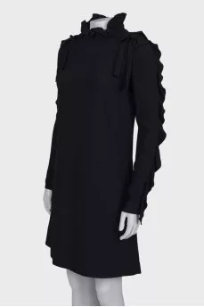Black dress with ruffled sleeves