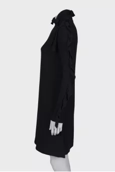 Black dress with ruffled sleeves