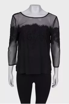 Silk blouse with lace
