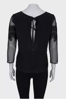 Silk blouse with lace