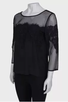 Silk blouse with lace