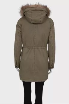 Parka with rabbit fur inside