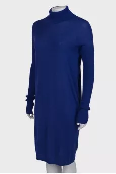 Woolen midi dress with collar