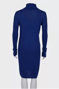 Woolen midi dress with collar
