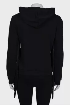 Black fringed hoodie