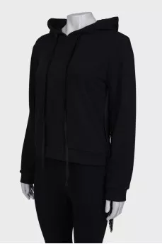 Black fringed hoodie