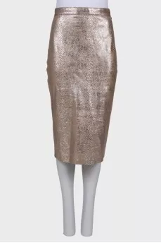Silver snakeskin print skirt