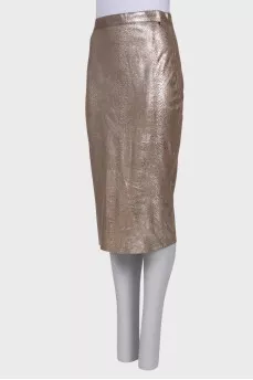 Silver snakeskin print skirt