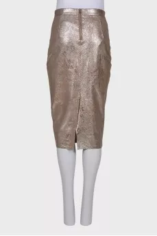 Silver snakeskin print skirt