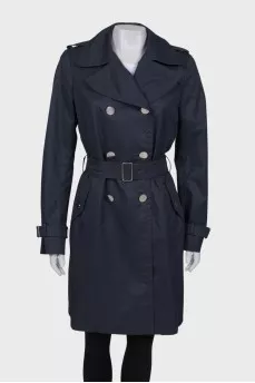 Navy blue belted trench coat