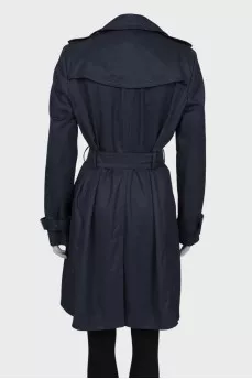 Navy blue belted trench coat