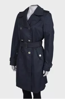 Navy blue belted trench coat