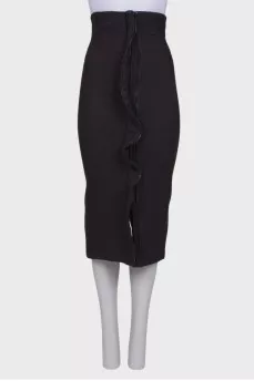 Wool straight skirt