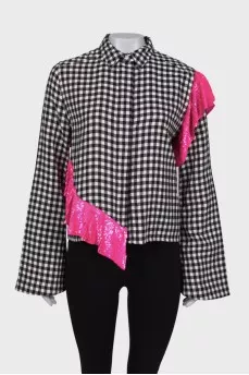 Checked jacket with ruffles