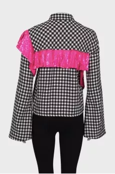Checked jacket with ruffles