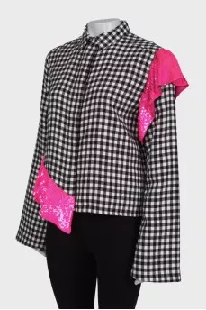 Checked jacket with ruffles