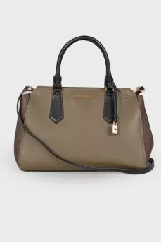 Dark green leather trapeze bag