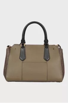 Dark green leather trapeze bag