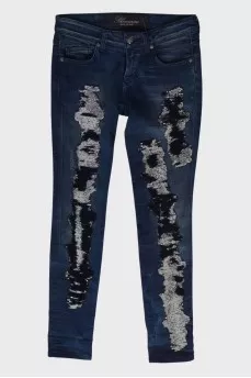Blue jeans with sequins