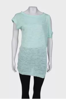 Green T-shirt with open sleeves