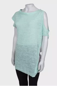 Green T-shirt with open sleeves
