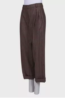 Checked trousers with lurex