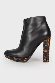 Printed leather ankle boots