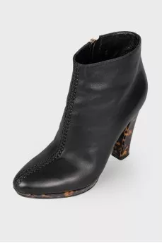 Printed leather ankle boots