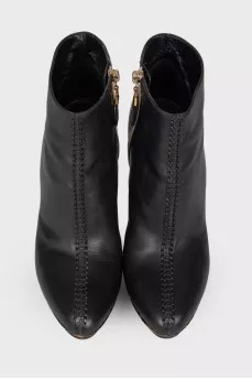 Printed leather ankle boots