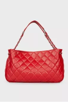 Quilted red leather bag