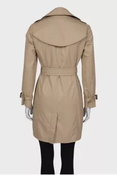 Beige belted trench coat