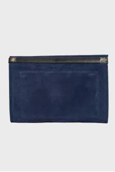Dark blue clutch bag with tag