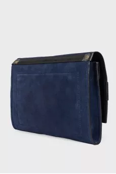 Dark blue clutch bag with tag