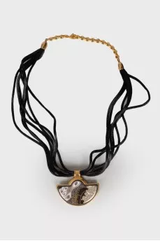 Gold plated crescent moon pendant