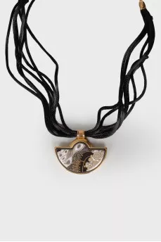 Gold plated crescent moon pendant