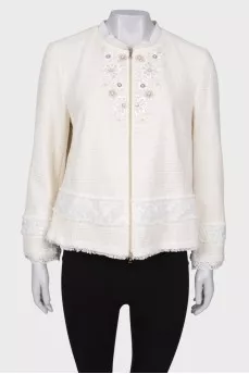 Tweed jacket with appliques, with tag