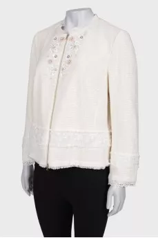 Tweed jacket with appliques, with tag