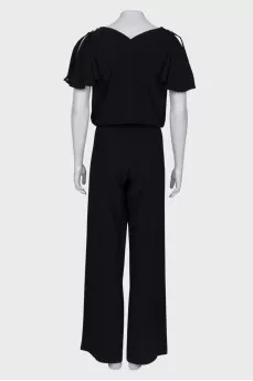 Black jumpsuit with slits on the shoulders