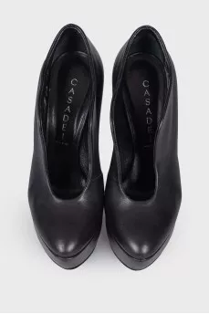 Leather wedge shoes