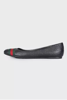 Black leather ballerina shoes