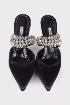 Stiletto mules with rhinestones